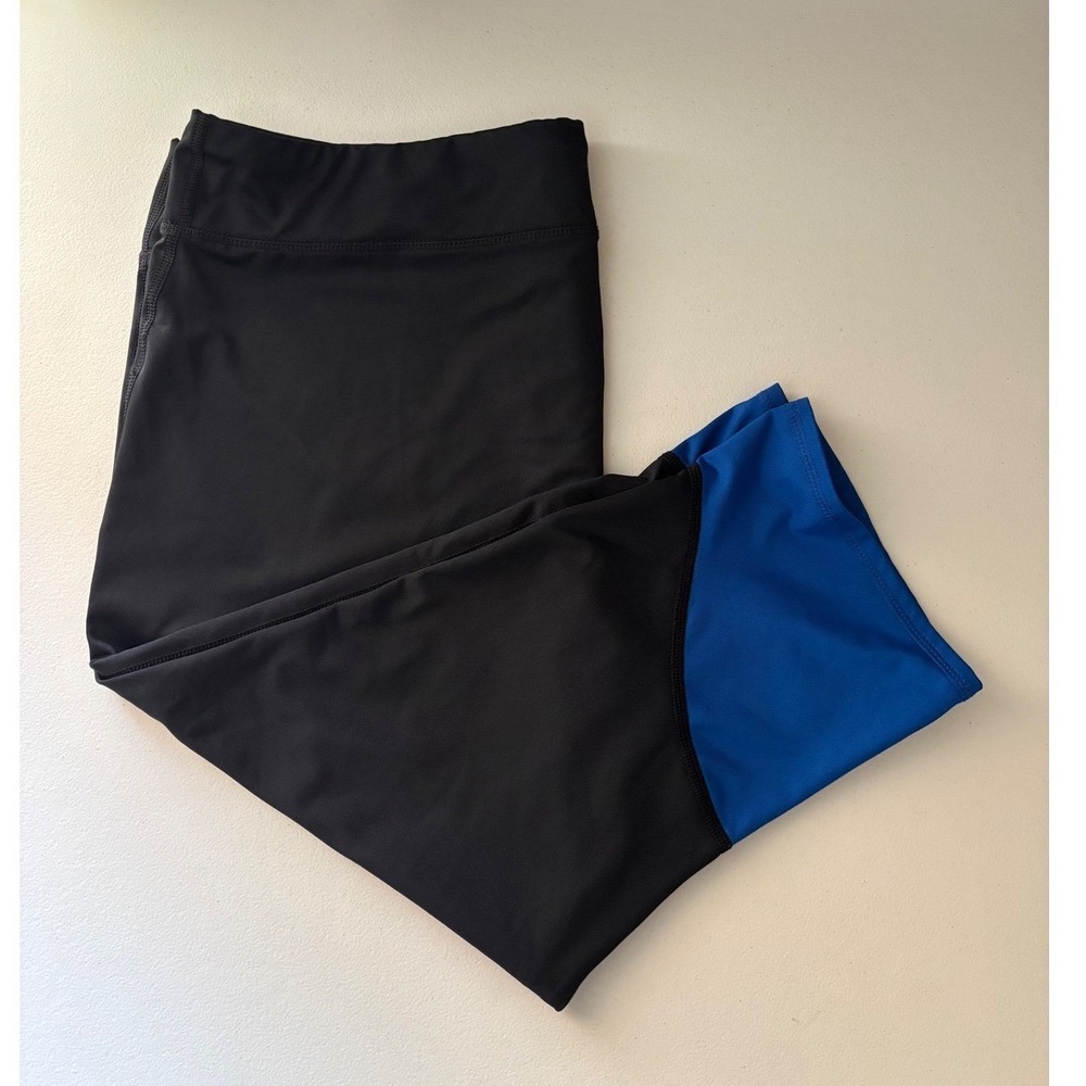 Be Inspired Cropped Leggings Women XXL Black Blue Colorblock Athletic Excellent